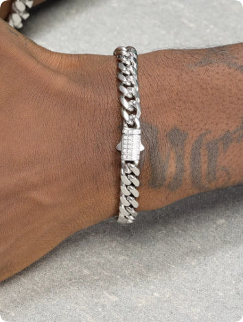 Gold Cuban Bracelet 8mm | Men’s Titanium Steel