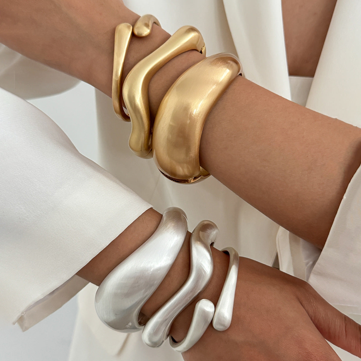 Metal Matte Bracelet | Textured Open Design