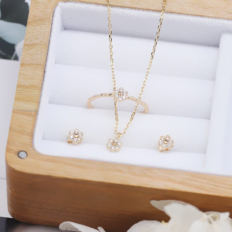 Flower Jewelry Set | Sterling Silver Ring & Necklace