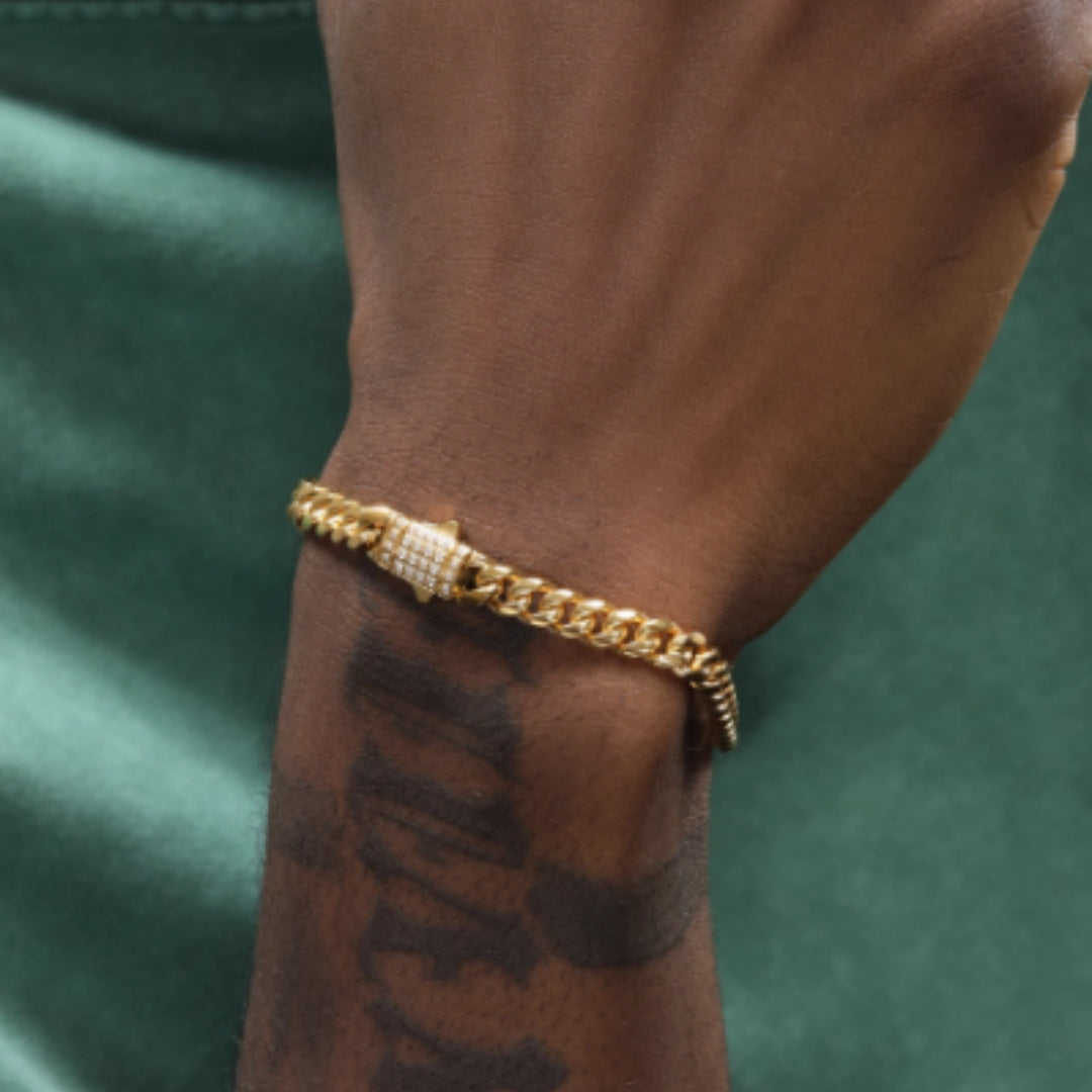 Gold Cuban Bracelet 8mm | Men’s Titanium Steel