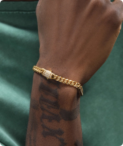 Gold Cuban Bracelet 8mm | Men’s Titanium Steel